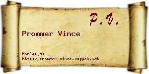 Prommer Vince névjegykártya